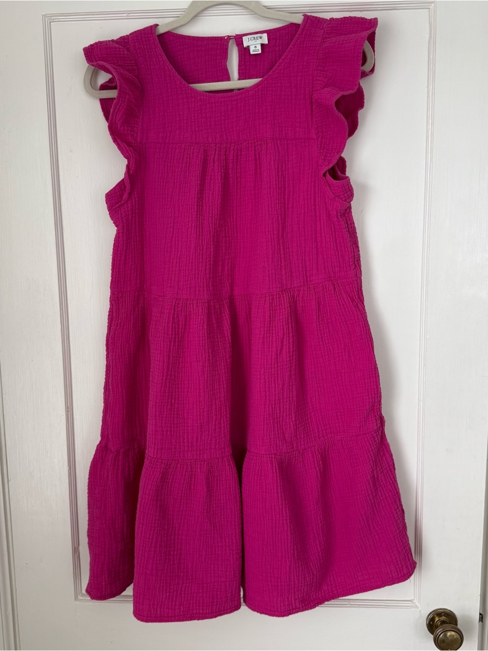 J. Crew' Bright Fuchsia Muslin Tiered Dress